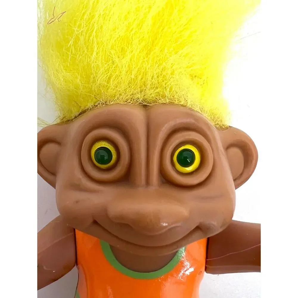 Vintage Soma Lucky Troll Doll Yellow Hair Yellow Eyes Interactive Eyes Light Up
